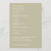 Programme Cérémonie de Mariage de Noms Isolés Vert Sage Simp (Dos)