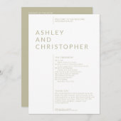 Programme Cérémonie de Mariage de Noms Isolés Vert Sage Simp (Devant / Derrière)