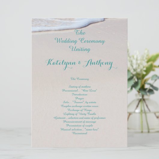Programme Cérémonie de Mariage de sable de plage (Debout devant)