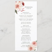 Programme Cérémonie de mariage du jardin fleuri botanique (Dos)