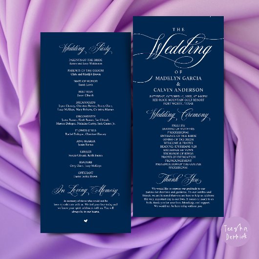 Programme Cérémonie de mariage Élégance Classique Ordre de r