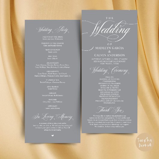 Programme Cérémonie de mariage Élégance Classique Ordre Merc