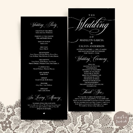 Programme Cérémonie de mariage Élégance Classique Ordre Merc