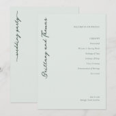 Programme Cérémonie de mariage Elegant Mint (Devant / Derrière)