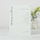 Programme Cérémonie de mariage Elegant Mint (Debout devant)