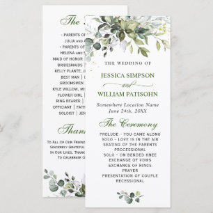 Programme Cérémonie de mariage élégante à l'aquarelle eucaly