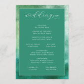Programme Cérémonie de mariage élégante à l'aquarelle verte (Dos)
