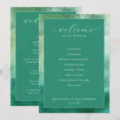 Programme Cérémonie de mariage élégante à l'aquarelle verte (Devant / Derrière)