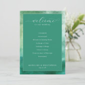Programme Cérémonie de mariage élégante à l'aquarelle verte (Debout devant)