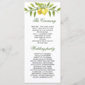 Programme Cérémonie de mariage élégante aux citrons et au fe (Dos)