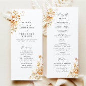 Programme Cérémonie de mariage élégante aux fleurs de terre 