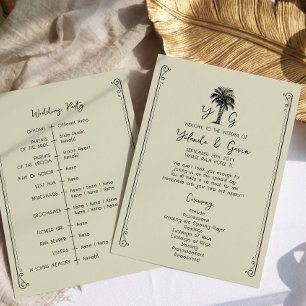 Programme Cérémonie de mariage élégante avec palmier vintage