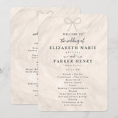 Programme Cérémonie de mariage élégante avec ruban de perle  (Devant / Derrière)