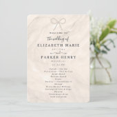Programme Cérémonie de mariage élégante avec ruban de perle  (Debout devant)