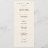 Programme Cérémonie de mariage élégante beige (Dos)