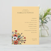 Programme Cérémonie de mariage élégante beige floral (Debout devant)