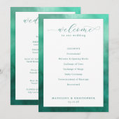 Programme Cérémonie de mariage élégante de teinte sarcelle (Devant / Derrière)