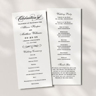 Programme Cérémonie de mariage élégante en calligraphie noir