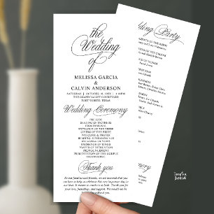 Programme Cérémonie de mariage élégante et moderne