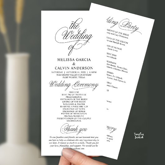 Programme Cérémonie de mariage élégante et moderne