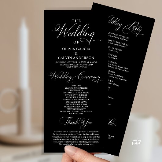 Programme Cérémonie de mariage élégante et moderne