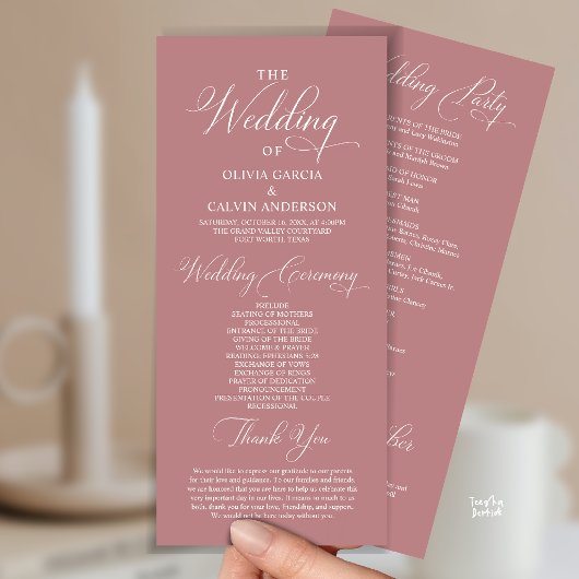 Programme Cérémonie de mariage élégante et moderne