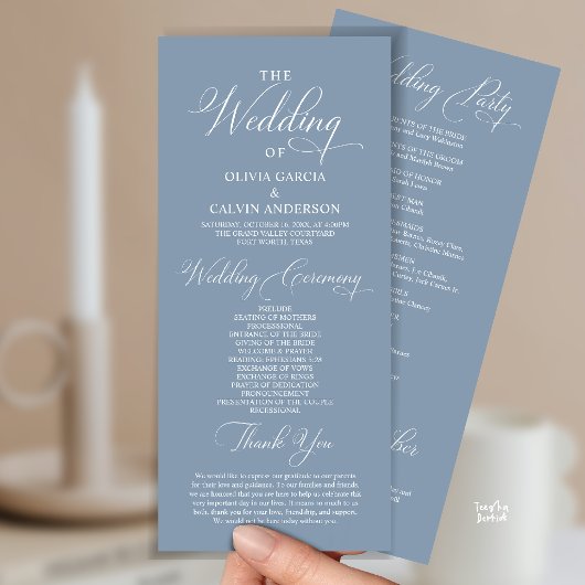 Programme Cérémonie de mariage élégante et moderne