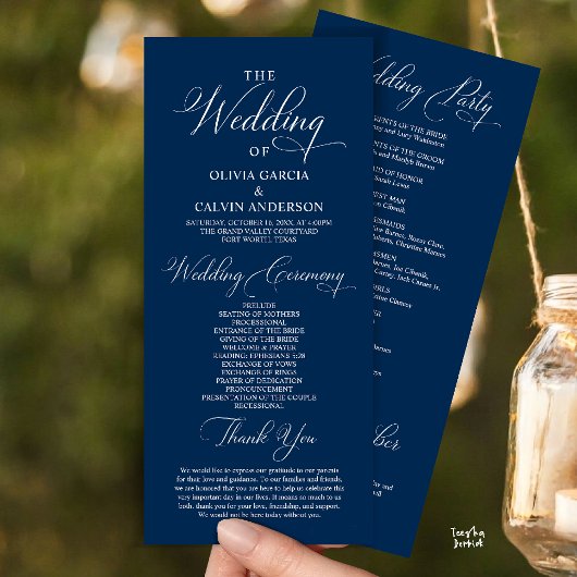 Programme Cérémonie de mariage élégante et moderne