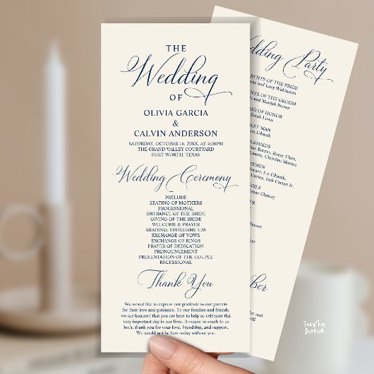 Programme Cérémonie de mariage élégante et moderne