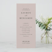 Programme Cérémonie de mariage élégante rose blush (Debout devant)