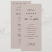 Programme Cérémonie de mariage élégante rose blush (Devant / Derrière)
