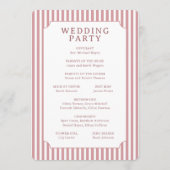 Programme Cérémonie de mariage élégante rose et crème (Dos)