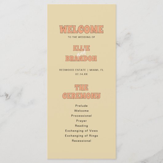 Programme Cérémonie de mariage ELLIE Retro Bold Typography (Devant)