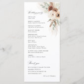 Programme Cérémonie de mariage floral avec herbe de Pampas B (Dos)