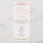Programme Cérémonie de mariage Floral de conte de fées Rose (Devant)