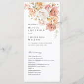 Programme Cérémonie de mariage floral rose poussiéreuse (Devant)