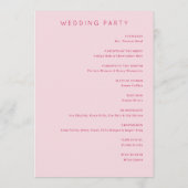 Programme Cérémonie de mariage floral rose romantique (Dos)