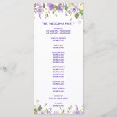 Programme Cérémonie de mariage florale à l'aquarelle violett (Dos)