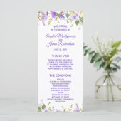 Programme Cérémonie de mariage florale à l'aquarelle violett (Debout devant)