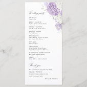 Programme Cérémonie de mariage florale lilas blanc lavande (Dos)