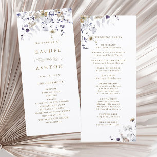 Programme Cérémonie de mariage florale romantique violet bla