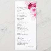 Programme Cérémonie de mariage florale rose vif (Dos)