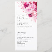Programme Cérémonie de mariage florale rose vif (Devant)