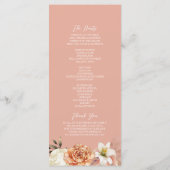 Programme Cérémonie de mariage florale rustique à la pêche e (Dos)