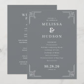Programme Cérémonie de mariage géométrique gris élégant (Devant / Derrière)