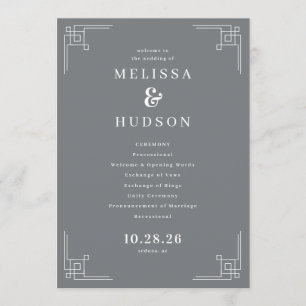 Programme Cérémonie de mariage géométrique gris élégant