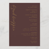 Programme Cérémonie de mariage géométrique marron élégant (Dos)