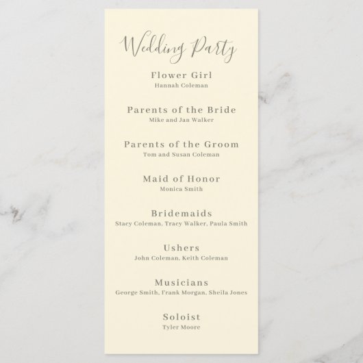 Programme Cérémonie de mariage | Itinéraire classique (Dos)