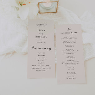 Programme Cérémonie de mariage minimaliste avec écriture bei