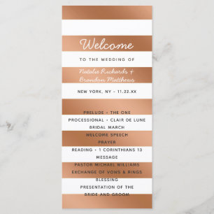Programme Cérémonie de mariage moderne avec bandes de papier